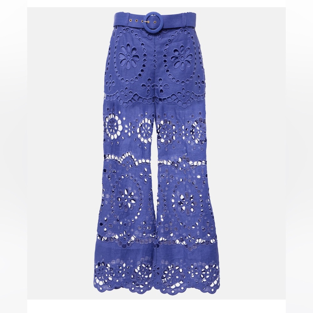 Zimmerman Pop embroidered linen cropped pant